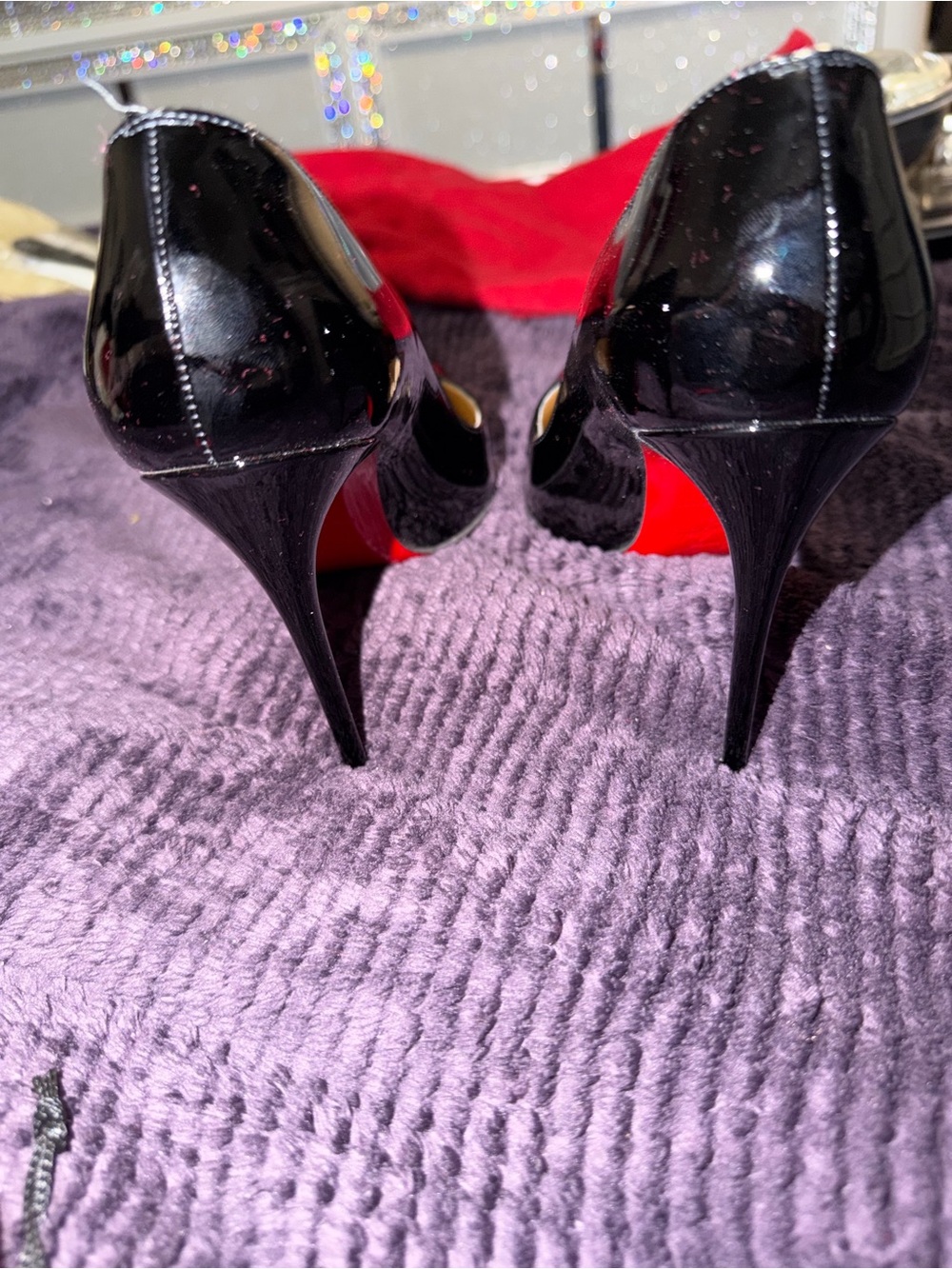Christian Louboutin Black Patent Red Sole Pointed Pumps - Picture 6 of 6